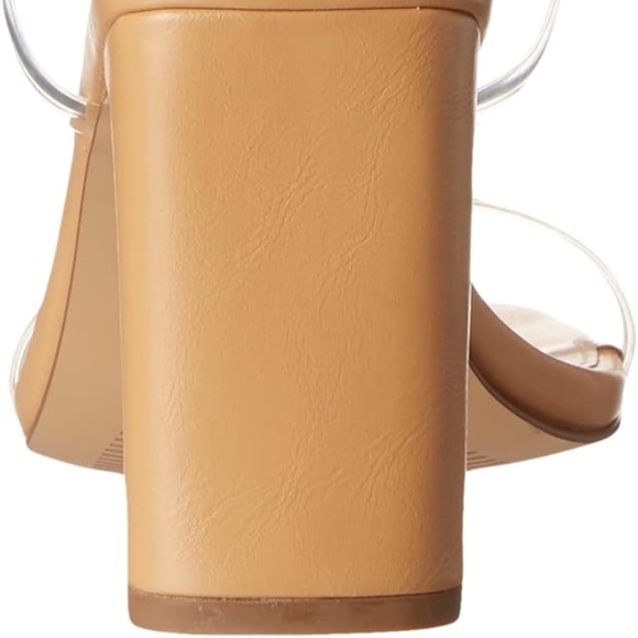 NWT - The Drop Avery Square Toe 2 Strap High Heeled Sandal - Tan / Clear - 7.0 - Picture 4 of 7